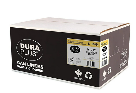 DuraPlus Can Liner - LLDPE - 26" x 36" - Regular - Black - 250 Pack