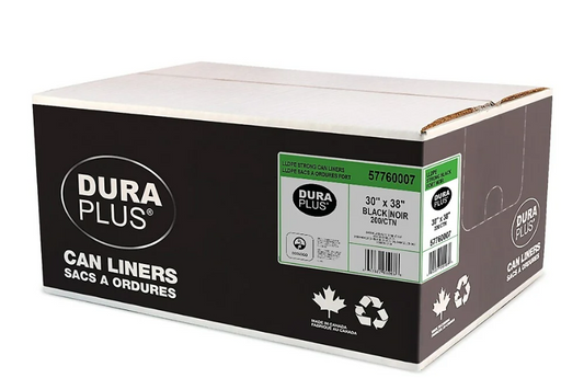 DuraPlus Can Liner - LLDPE - 30" x 38" - Strong - Black - 200 Pack
