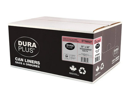 DuraPlus Can Liner-26"x36"-X Strong-Transparent-125 Pack-Special Price
