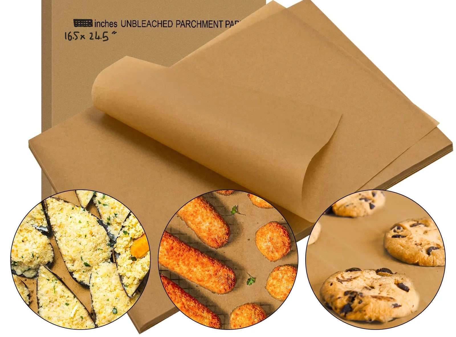 Silicone Parchment Paper, #Kraft,  16.5'' x 24.5''  1000 pcs, #3~4 Bakes, 45g, #Koality #Kraft