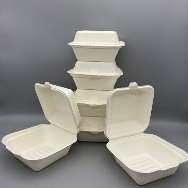 Sugarcane Bagasse Container, 6x6x3,(Wide) #400 pcs, #SC1661-GV, #GD-661/EM-661