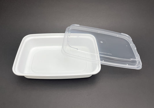 Microwavable Container Rectangular Combo, 150 sets, 16 oz, #White, #T-16 #KY-16W   (Regular)