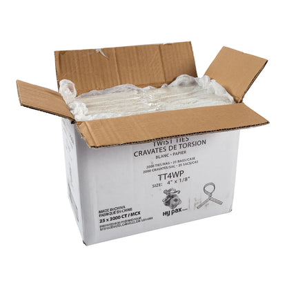 Twist Ties,  White Strips,  4 x 1/8'' ,   2000 pcs, #TT4W