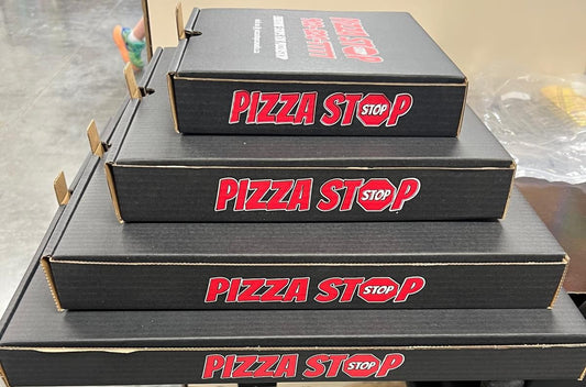 Pizza-Stop Printed Box, Black, Corrugated, 12'',  50 Pcs