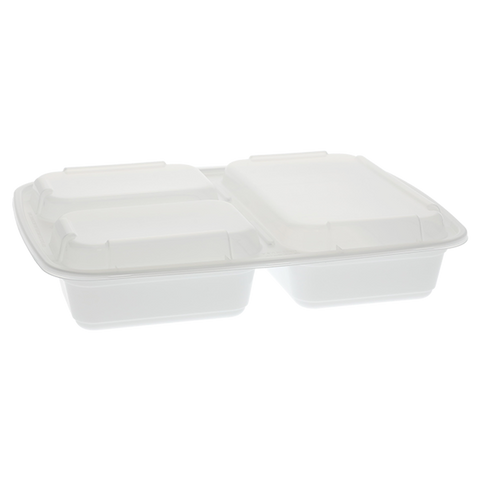 Microw Container Rect Combo, 9'', #39 oz, 3-Comp, 150sets ,#White,  #KY-339W