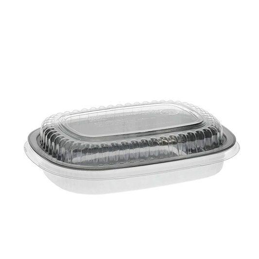 Aluminum Classic Carry-Out Container with PET Dome Lid - 22 oz, 8.2 x 6.2 x 1.3, 100/Case