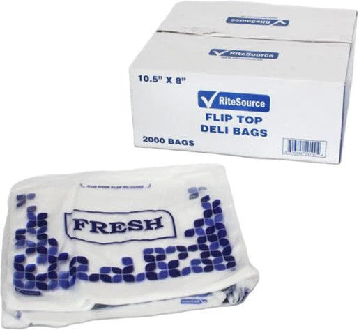 RiteSource High-Density Flip Top Deli Bag, "Fresh Stock" Print - 10.5" x 8"