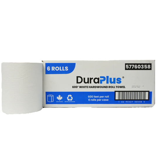 DuraPlus Hardwound Paper Towel – White, 600 ft, 6 Rolls/Case - 57760358
