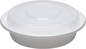 Microwavable Container Round Combo, 7'', 150 sets, 24 oz, #White, #R-24W, #Heavy