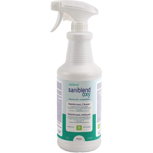 Spray Oxy Disinfectant-Cleaner-Deodorizer Fungicide, mould & Mildew killer, 950ml   #Distribution Plus,  Made In Canada  #SAFEBLEND #SANIBLEND #Peppermint Oil