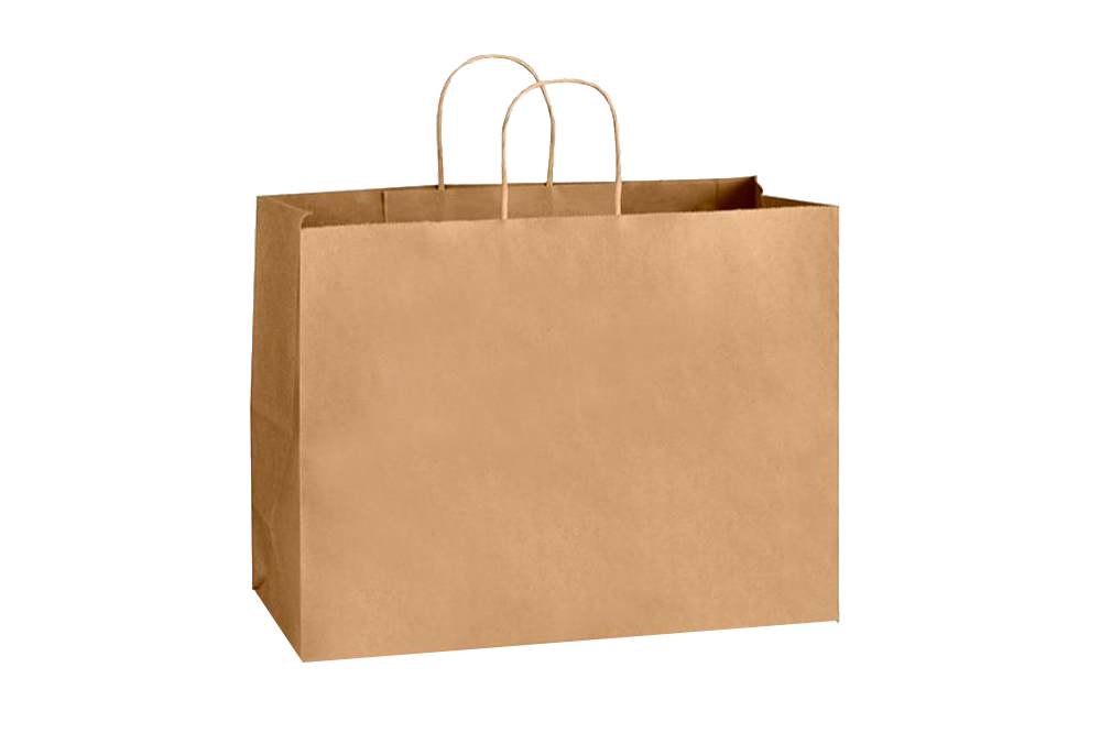Paper Shopping Bags with handle, KRAFT,  16x6x12,  #250 pcs