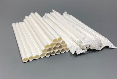 Paper Straw, 8'', 500 pcs, #White  #Wrapped,  #2145010,  **Open Box**