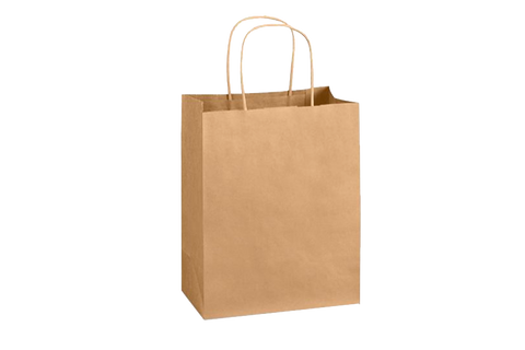 Paper Shopping Bags with handle, KRAFT,  8x4x10,  250 pcs, #EM-8450