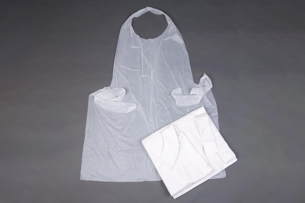 Aprons Disposable Plastic/Poly, White, 100 pcs, 28'' x 46''