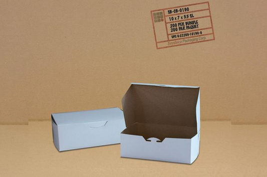 White Cake Boxes,  10 x 7 x 3.5'',  200 pcs,  #CA373-MC
