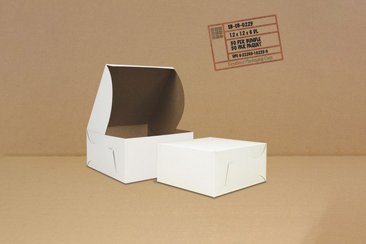 White Cake Boxes, 12 x 12 x 6,  50 pcs, #CB-0225