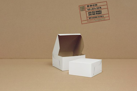 White Cake Boxes,  6.5 x 6.5 x 3.5'',  250 pcs, #CA345