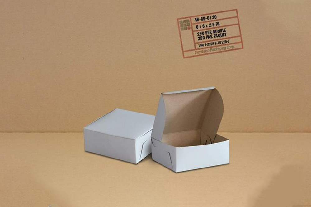 White Cake Boxe,  6 x 6 x 2.5,  250pcs