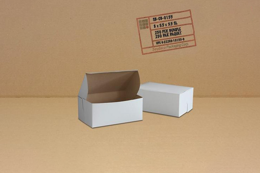 White Cake Boxes,  8'' x 5.5'' x 3.5'',  250 pcs,  #CA330