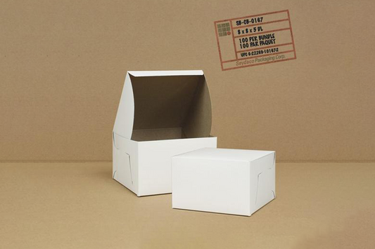 White Cake Boxes,  8 x 8 x 5,  100 pcs,  #CA363-MC