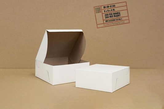 White Cake Boxes, 9 x 9 x 4'',  200 pcs