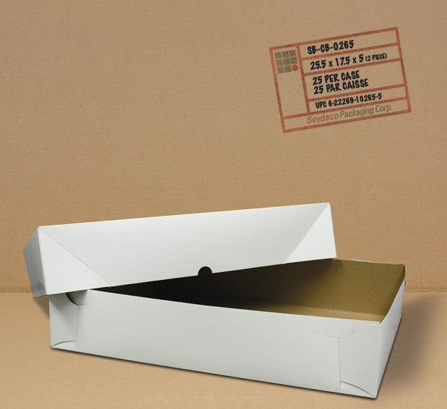 White Cake Boxes, Full Slab Plain,  25-1/8 x 17-1/8 x 5,  25 pcs