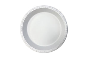 9" Plate  Pebble , 1- compartment, Ivory   400 count #PP091-White