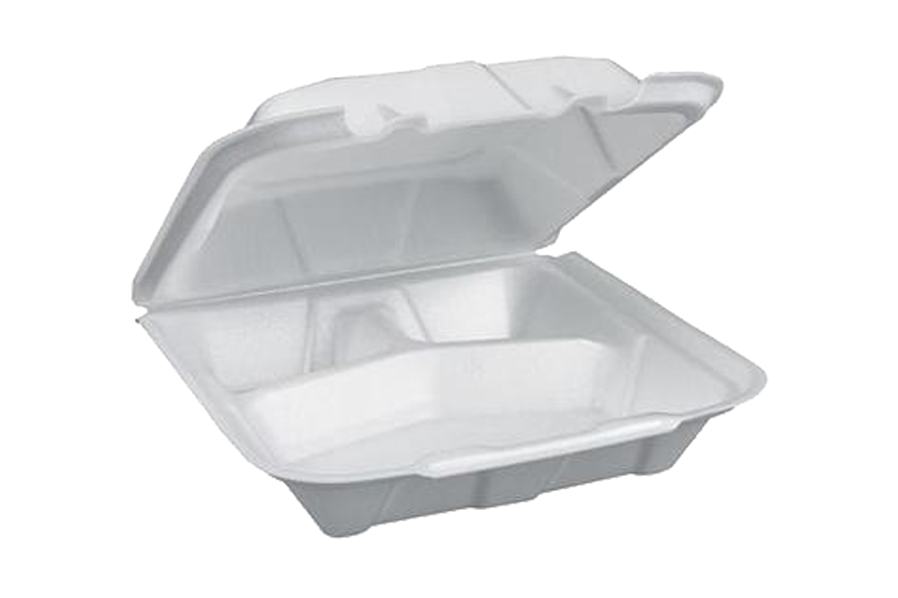 Foam Container,  3-Comp, 8x8x3,  250 pcs, #FST3