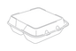 Foam Container With Vents, 3-Compartment, 8x8x3, 200 pcs, #RE883-White