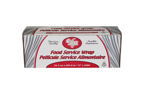 Food Wrap Film With Metal Cutter Box, 12'' x 2000'   #CW-910    **Open Box**