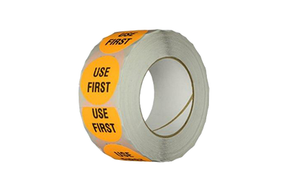 Food Rotation Labels,  1.5", Round, Orange, 500 pcs/ roll, *USE FIRST*