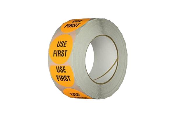 Food Rotation Labels,  1.5", Round, Orange, 500 pcs/ roll, *USE FIRST*
