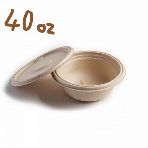 Sugarcane BowL, 40 oz. 500 pcs,(Code:Bowl-40) (Lids: LIDS-BW-24/32/40), #Koality