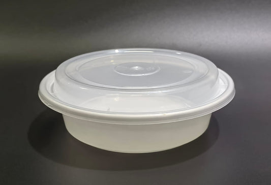Microwavable Container Round Combo, 7'', 150 sets, 24 oz, #Koality, #White, #RK24 (Heavy Duty)