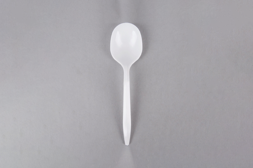 Plastic Soup Spoons, 1000pcs/case, #White #Medium, #Maple Leaf, #Scipio, #4TZW