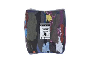 Mixed Colour Wiper T-Shirt Rags (25 lb. per Bag)