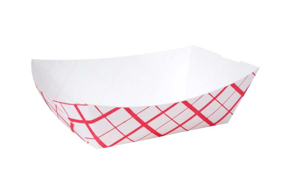 Red Checkered, Paper Food Tray,  500 pcs, 3 LB, #FT-300R, #300