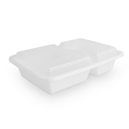 Microwavable Container Rect Combo, 9'', #39oz, 3-Comp, 150sets ,#White,  #KY-339W