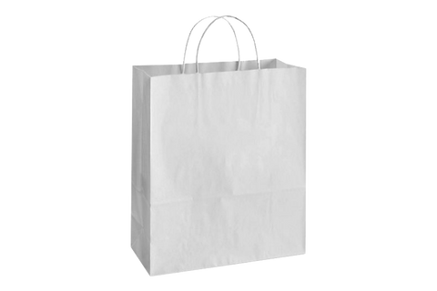 Paper Shopping Bags with handle, WHITE,  13x6x15,  250 pcs