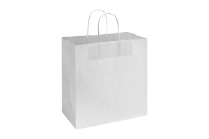 Paper Shopping Bags with handle, WHITE, 10x 6.75 x12,  250 pcs