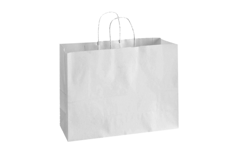 Paper Shopping Bags with handle, WHITE,  16x6x12,  250 pcs