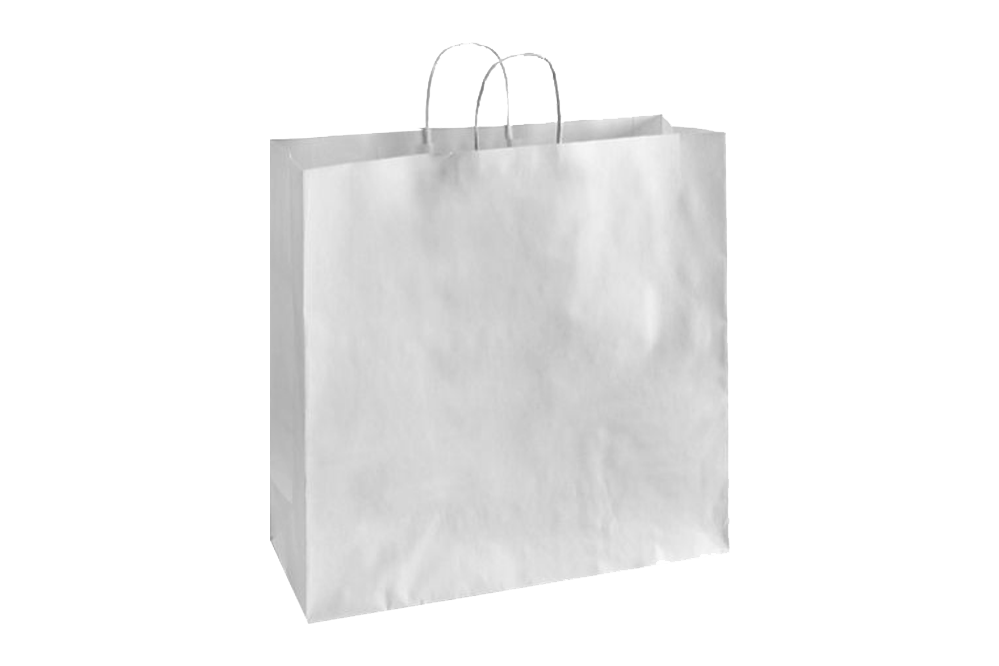 Paper Shopping Bags with handle, WHITE,  18x7x19,  200 pcs