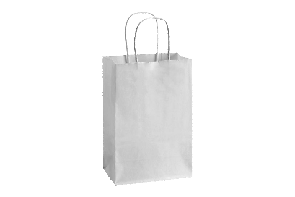 Paper Shopping Bags with handle, WHITE,  5x3x8,  250 pcs