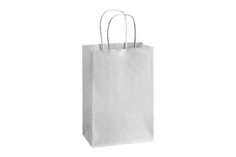 Paper Shopping Bags with handle, WHITE,  5x3x8,  250 pcs