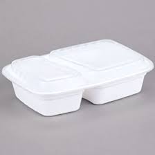 Microwavable Container Rectan Combo, 2-Comp,,150 Sets, 38 oz #White, #KY-238W