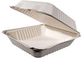 Sugarcane Bagasse Container – 1-Comp, 9" x 9" x 3", 200 pcs