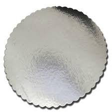 Cake Board Round Scalope Edge Silver,  14" x 0.045  150 pcs