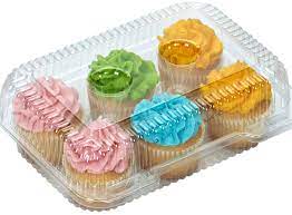 Plastic Container Clear Hinged,  8'' x 6'' x 2.5'',  500 pcs,  6-MUFFIN, #VEL-021