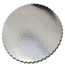 Cake Board, # Round Scalope Edge Silver, 8" x 0.045  250 pcs, #Excellent