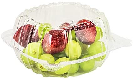 Salad Plastic Container Hinged Lids, 140x140x75 mm, 6'',   400 pcs #HQ-1106